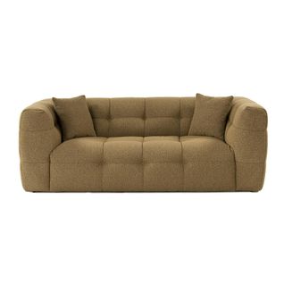 Canapé 2 Places Capitonné Kaki, Coussins Assortis Ravello