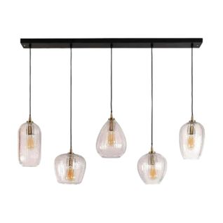 Suspension En Verre Travaillé 5 Lampes Nova