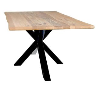 Table Extensible En Chêne Huilé Bords Naturels 180 X 90 Cm Etna