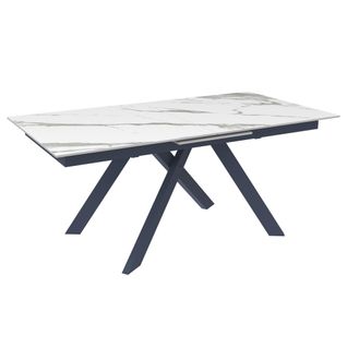 Table Céramique Extensible Blanche Marbrée 170-214 Cm Ottawa