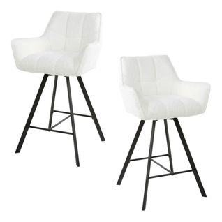 Chaise De Bar Confortable En Bouclette Blanche Avec Fonction Pivotante (lot De 2) Melbourne