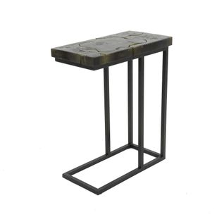 Petite Table D'appoint En Teck Recyclé Gris Et Or Nova