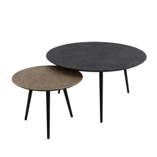 Table Basse Ronde Design Couleur Anthracite Et Cuivré (2 Pièces) Ralf