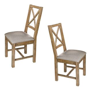 Chaise En Tissu Et Bois Recyclé Brisbane (lot De 2)