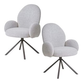 Chaise De Salle à Manger En Tissu Bouclette Beige Forme Ronde (lot De 2) Berlin