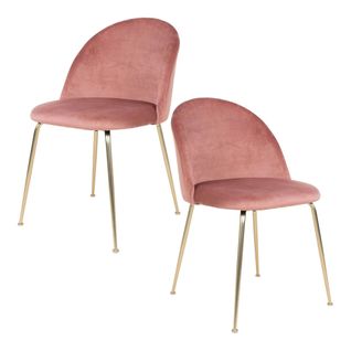 Chaise En Velours Rose à Dossier Rond (lot De 2) Montreux