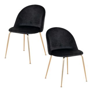 Chaise En Velours Noir à Dossier Rond (lot De 2) Montreux