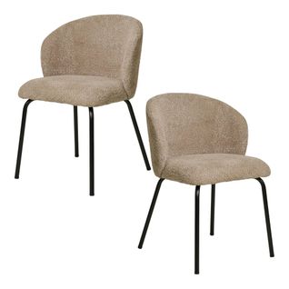 Chaise Beige En Bouclette Avec Dossier Rond (lot De 2) Montreux