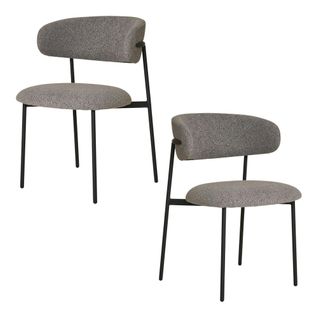 Chaise Gris Clair En Bouclette Avec Dossier Arrondi (lot De 2) Montreux