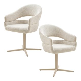 Chaise Pivotante Beige Chiné Design Avec Pied Gris (lot De 2) Montreux