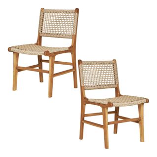 Chaise De Jardin En Teck Et Résine Tressée (lot De 2) Mendoza