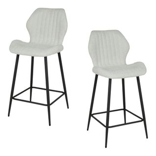 Chaise De Bar Blanche En Bouclette Avec Repose-pieds (lot De 2) Galway