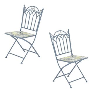 Chaise De Jardin Bleue Décor Mosaïque Citrons (lot De 2) Grenade