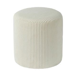 Pouf Rond Velours Côtelé Blanc (lot De 2) Malmoe