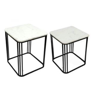 Sellette Carrée Plateau En Marbre (lot De 2)