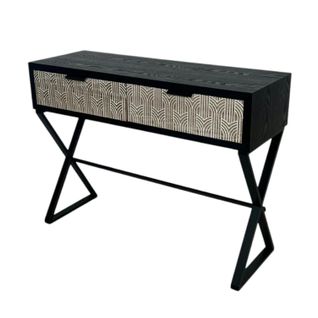 Console 2 Tiroirs Bois Et Métal Décor Art-déco