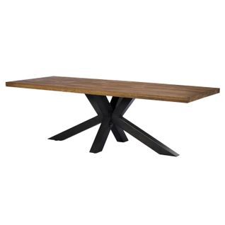 Table Salle à Manger Bois Métal Pied Croisé 200 Cm Oka