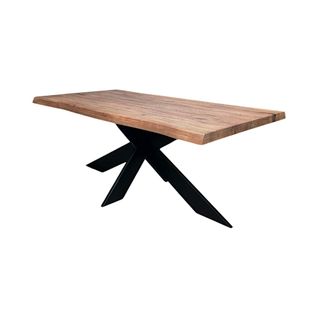 Table Pied Central En Chêne Brun Avec Bords Naturels 240 Cm Palerme