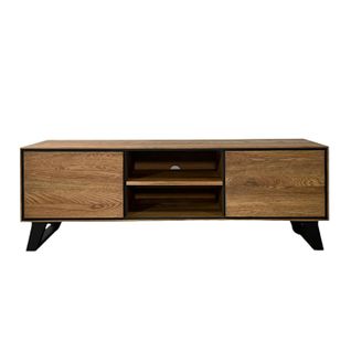 Meuble TV En Bois De Chêne Brun Et Pieds Obliques Palerme