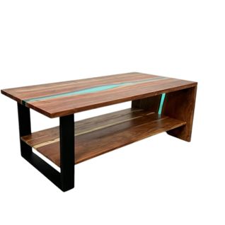 Table Basse Rivière Epoxy Lagon Et Bois D'acacia Bora