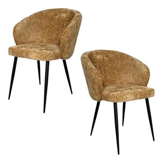 Chaise Dossier Rond Tissu Moutarde (lot De 2) Iena