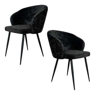 Chaise Dossier Rond Tissu Noir (lot De 2) Iena