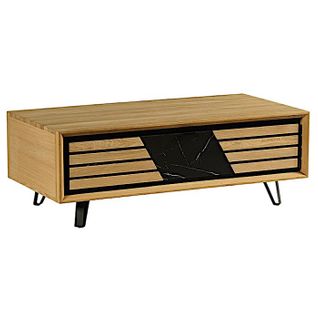 Table Basse 1 Tiroir Chêne Blanc Décor Graphique Essen