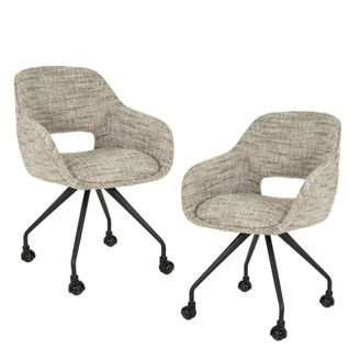 Chaise De Bureau à Roulettes En Tissu Sable Chiné (lot De 2) Creek