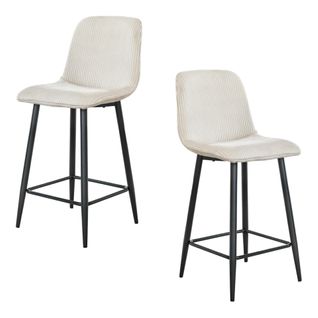 Chaise De Bar En Tissu Côtelé Crème (lot De 2) Taj