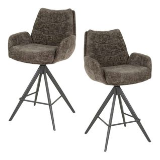 Tabouret De Bar Pivotant Grand Confort, Finition Taupe (lot De 2) Taj