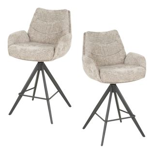 Tabouret De Bar Pivotant Grand Confort, Finition Beige (lot De 2) Taj