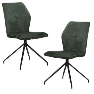 Chaise Pivotante Vert En Velours Patiné Avec Poignée (lot De 2) Lombardie