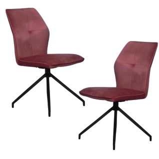 Chaise Pivotante Rose En Velours Patiné Avec Poignée (lot De 2) Lombardie