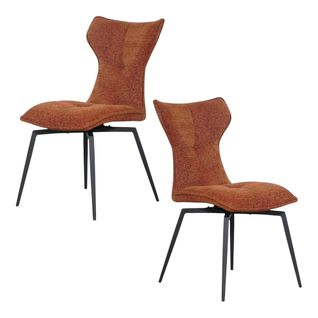 Chaise Terracotta Pivotante En Velours Avec Passepoil (lot De 2) Lombardie