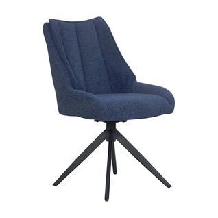 Chaise Bleu Nuit Pivotante En Velours Texturé (lot De 2) Iena