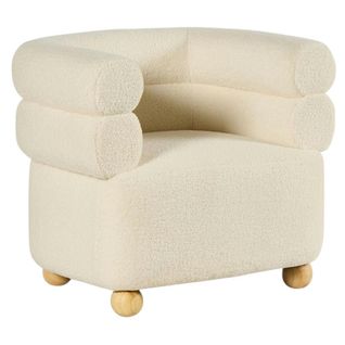 Fauteuil Cabriolet Design Tissu Bouclé Blanc Iena