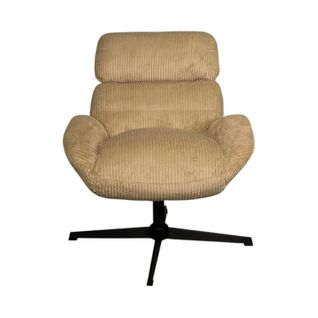 Fauteuil De Salon Rotatif Tissu Côtelé Camel Iena