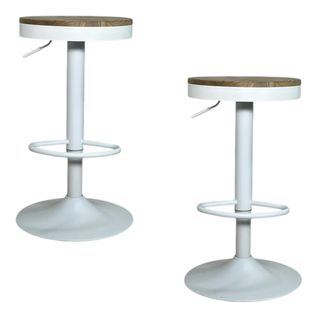 Tabouret De Bar Réglable Métal Blanc (lot De 2) Leeds