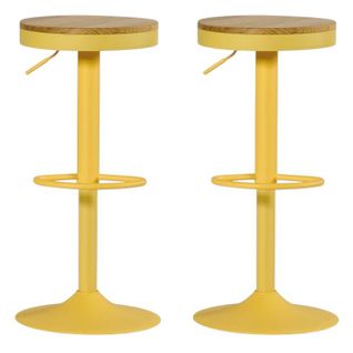 Tabouret De Bar Réglable Métal Jaune (lot De 2) Leeds