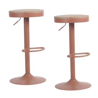 Tabouret De Bar Réglable Métal Terracotta (lot De 2) Leeds