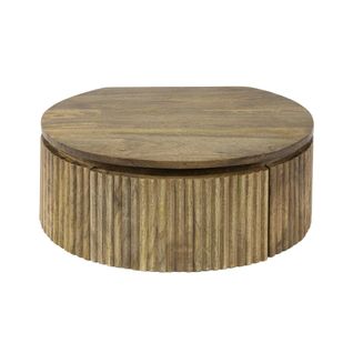 Table De Nuit Murale En Bois De Manguier Rainuré, Forme Ronde Delhi