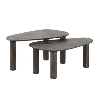 Table Basse Organique En Bois De Teck Forme Galet (lot De 2) Yogy