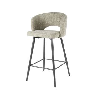 Tabouret De Bar Beige Sable En Velours Tissé Avec Dossier Ouvert (lot De 2) Galway