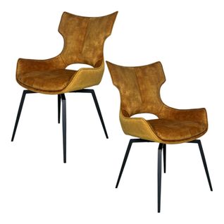 Chaise Pivotante Dorée Bi-matière, Dossier En T (lot De 2) Lombardie