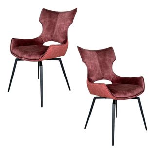 Chaise Pivotante Rose Bi-matière, Dossier En T (lot De 2) Lombardie