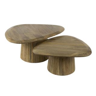 Table Gigogne En Bois De Manguier Avec Plateau Triangulaire (lot De 2) Creek