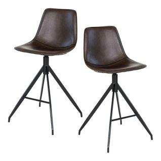 Tabouret De Bar Marron Avec Couture (lot De 2) Amsterdam