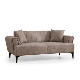 Canapé 2 Places Taupe, Dossier à Coutures Verticales Lucca