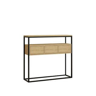 Console D'entrée Avec Rangement, Effet Bois Clair Jena