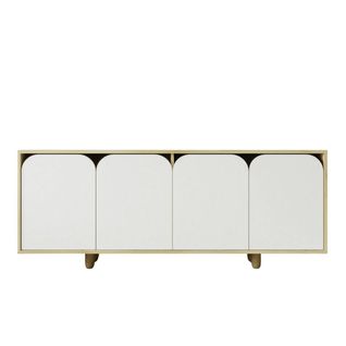 Buffet Bas Moderne Effet Bois 4 Portes Blanches Varen